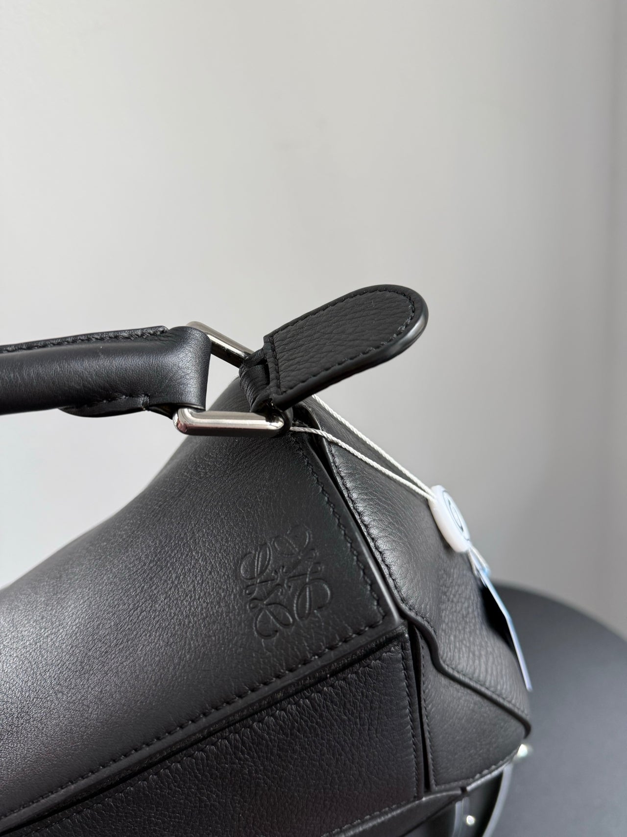 LOEWE Puzzle Small Bag – Black Leather with Silver Hardware