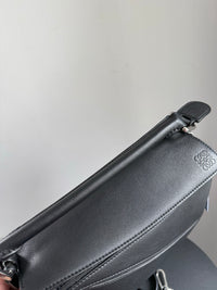 LOEWE Puzzle Small Bag – Black Leather with Silver Hardware