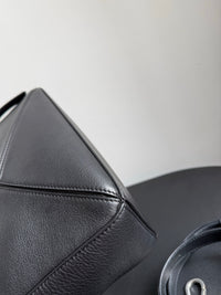 LOEWE Puzzle Small Bag – Black Leather with Silver Hardware