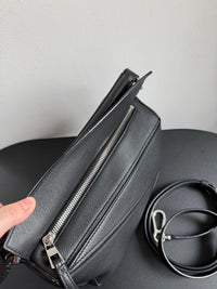 LOEWE Puzzle Small Bag – Black Leather with Silver Hardware