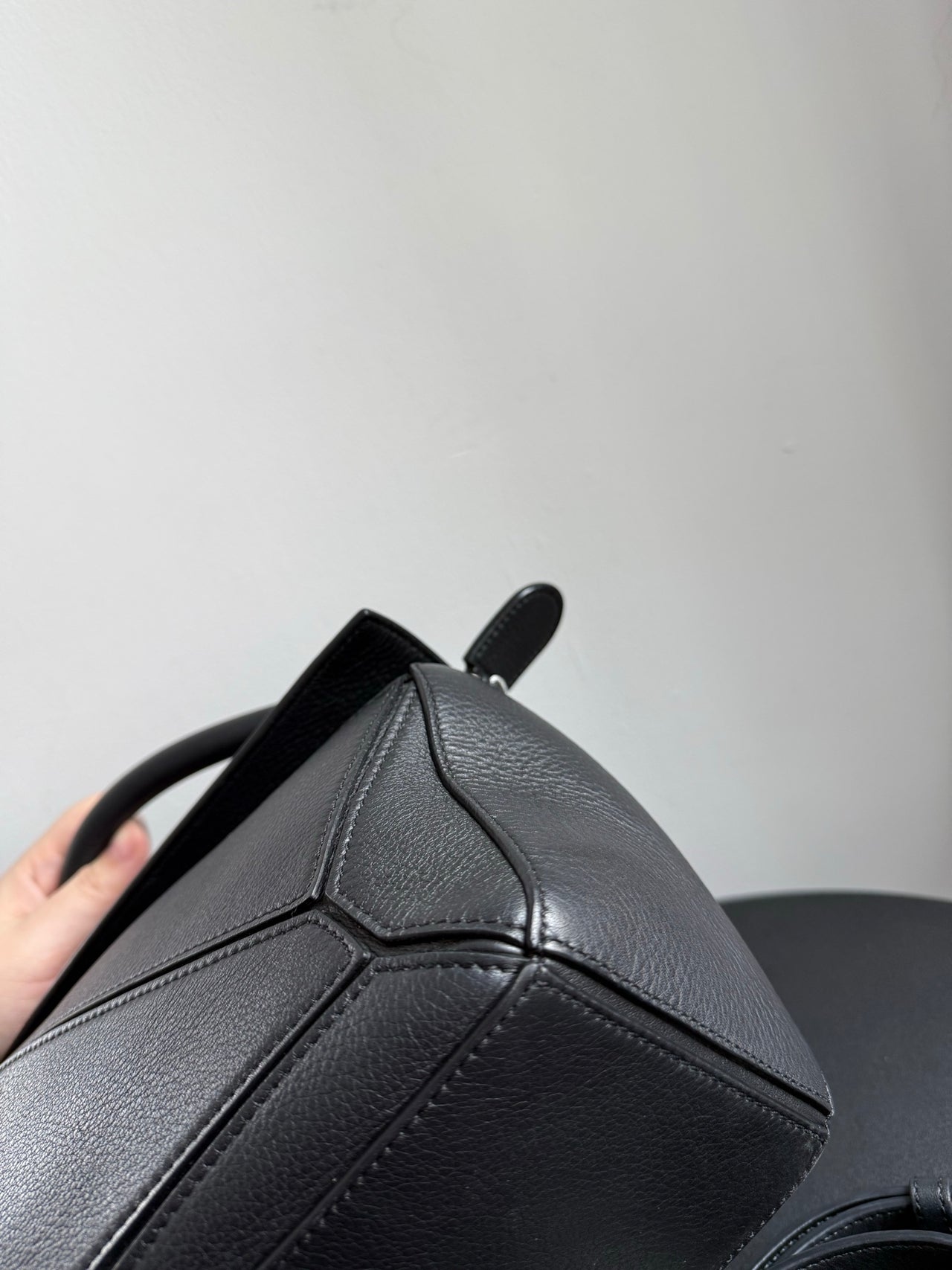 LOEWE Puzzle Small Bag – Black Leather with Silver Hardware