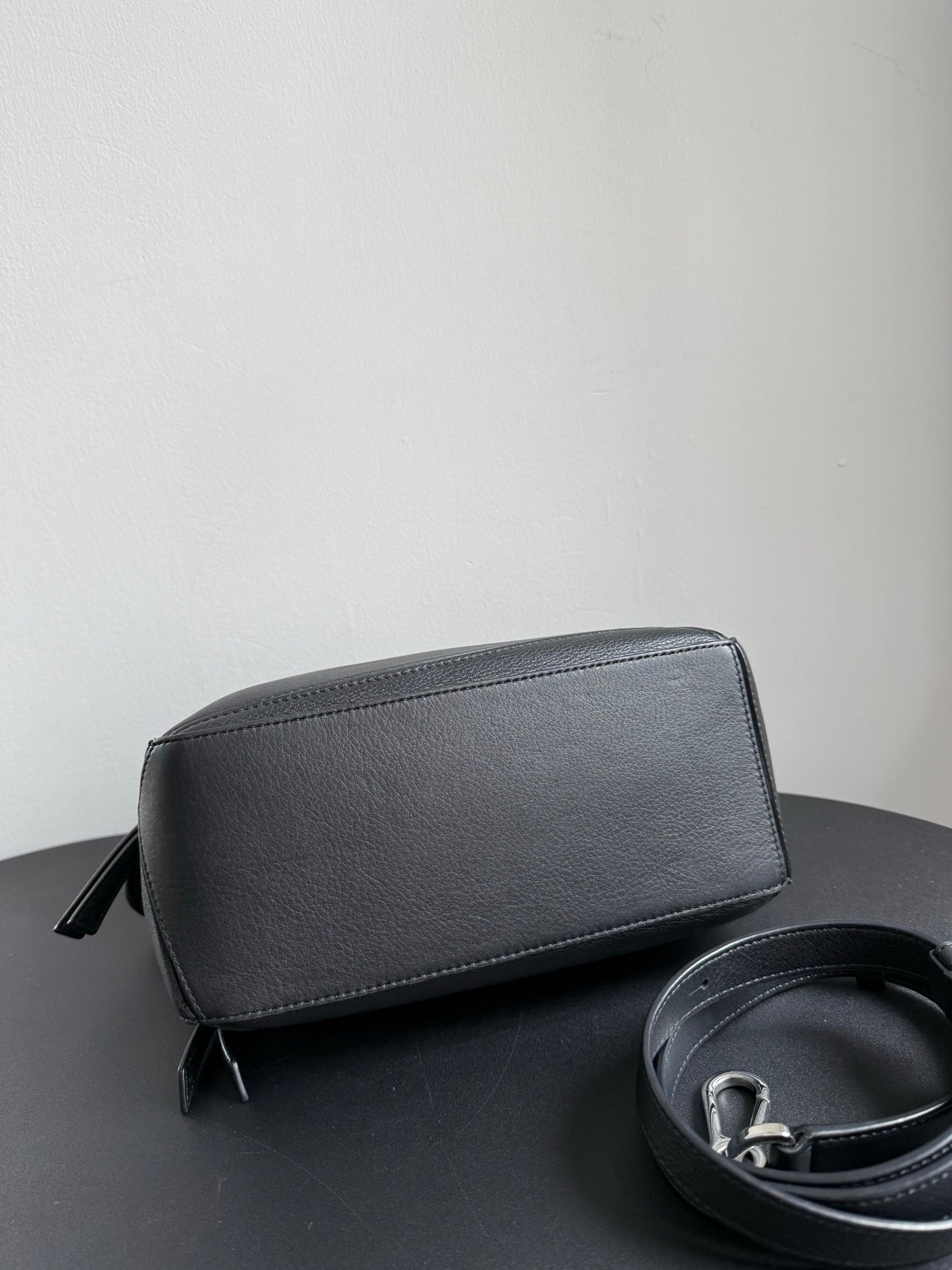 LOEWE Puzzle Small Bag – Black Leather with Silver Hardware
