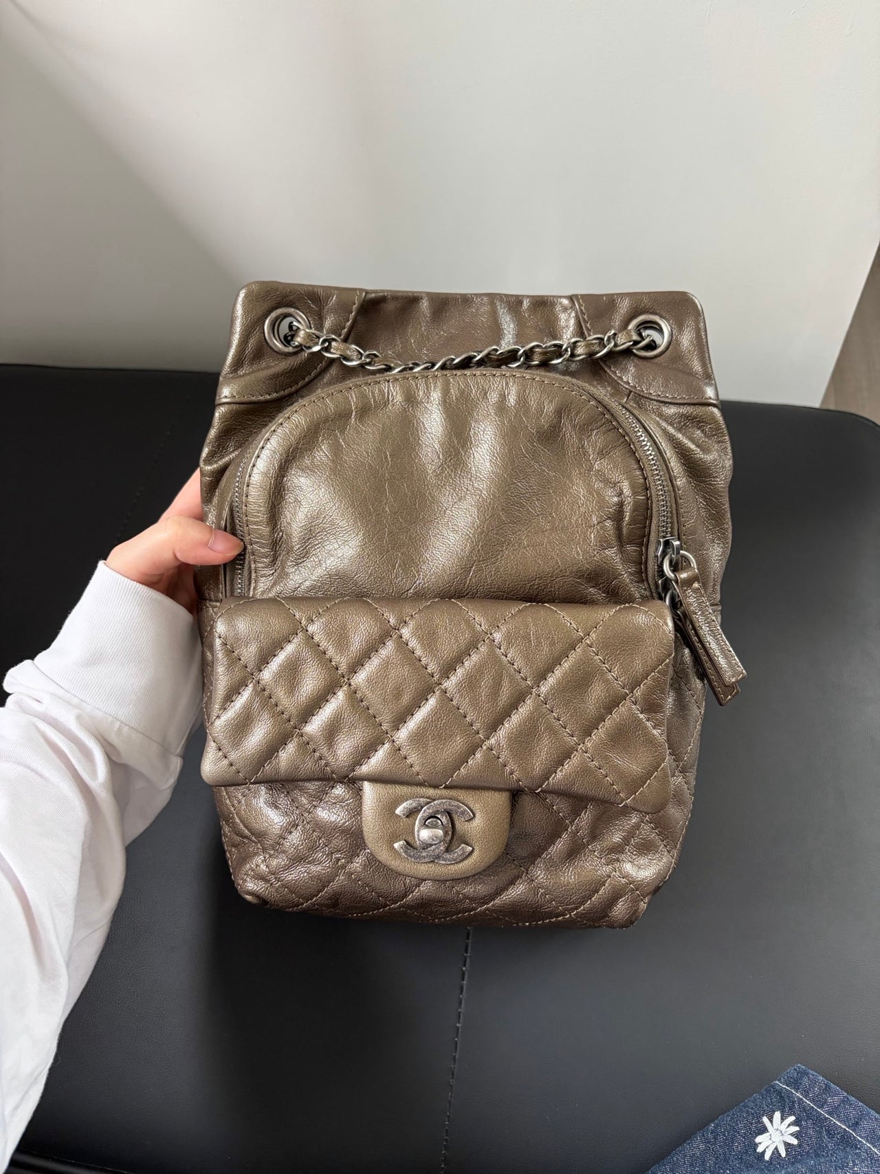CHANEL Antique Bronze Quilted Backpack – Silver Hardware