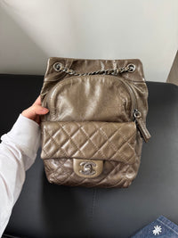CHANEL Antique Bronze Quilted Backpack – Silver Hardware