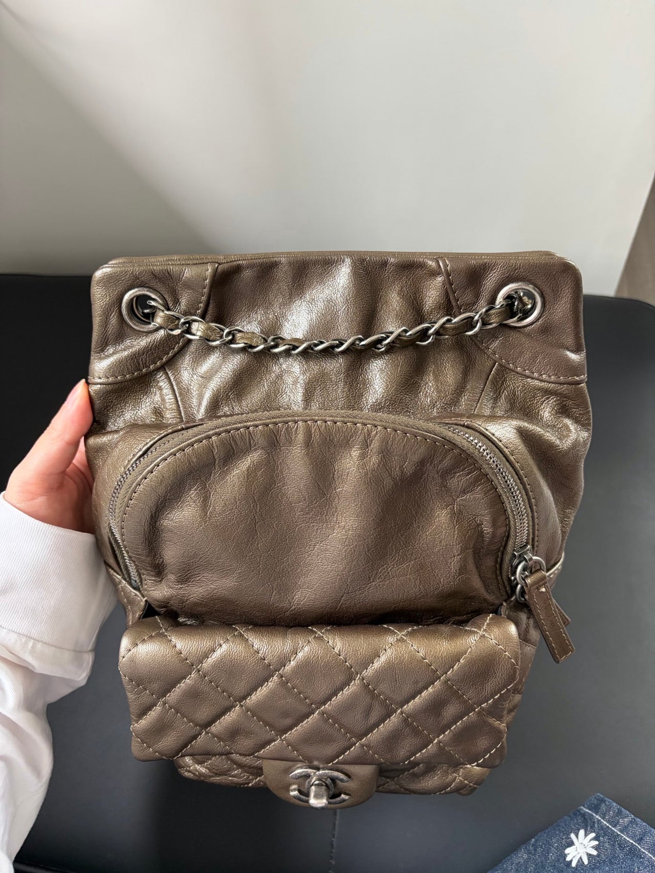 CHANEL Antique Bronze Quilted Backpack – Silver Hardware