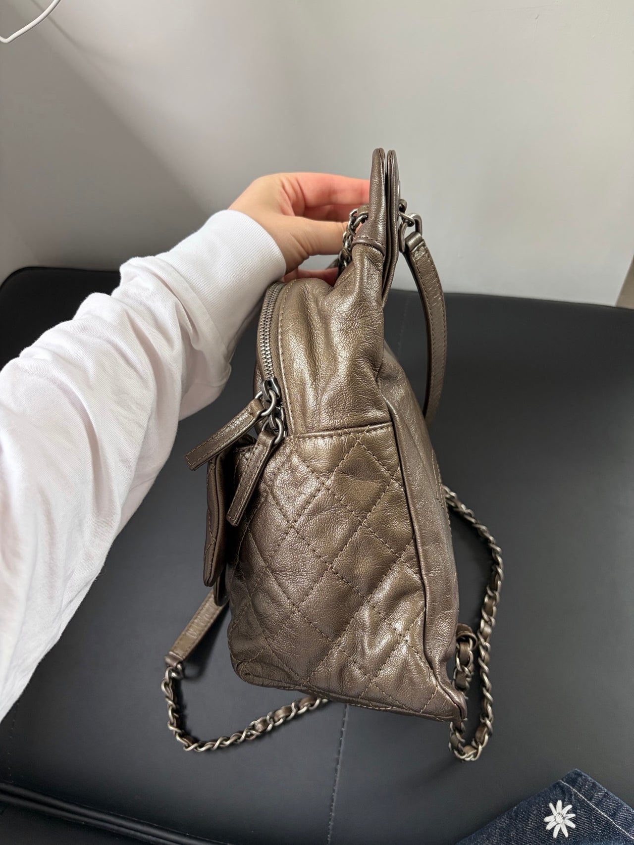 CHANEL Antique Bronze Quilted Backpack – Silver Hardware