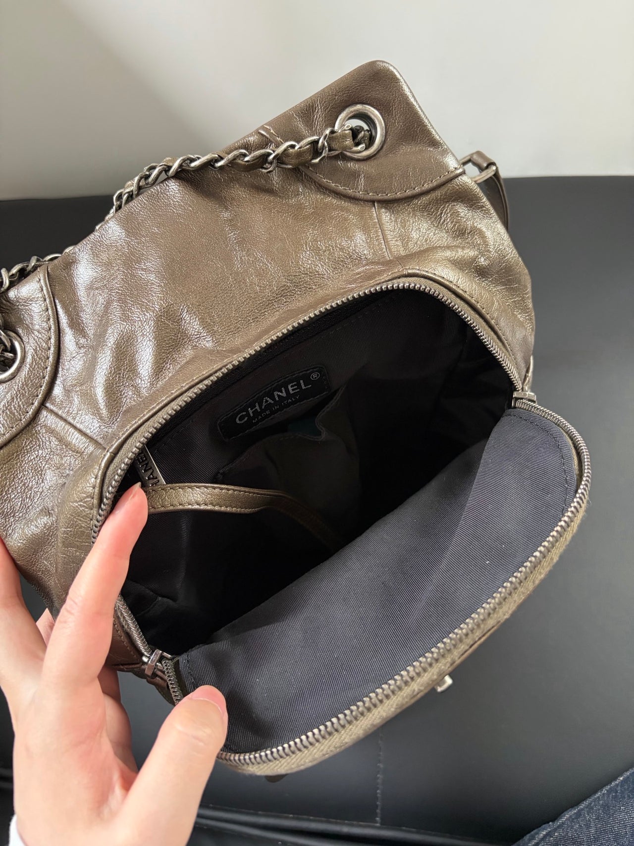 CHANEL Antique Bronze Quilted Backpack – Silver Hardware