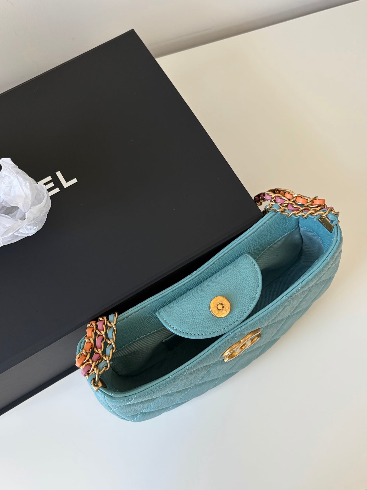 CHANEL 24C Blue Multi-Chain Hobo Bag – Gold Hardware