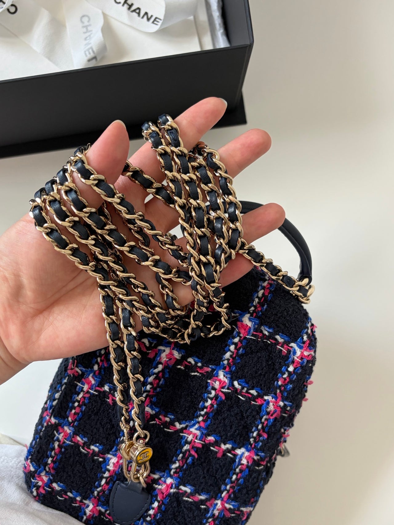 CHANEL 24P Houndstooth Small Backpack – Wool