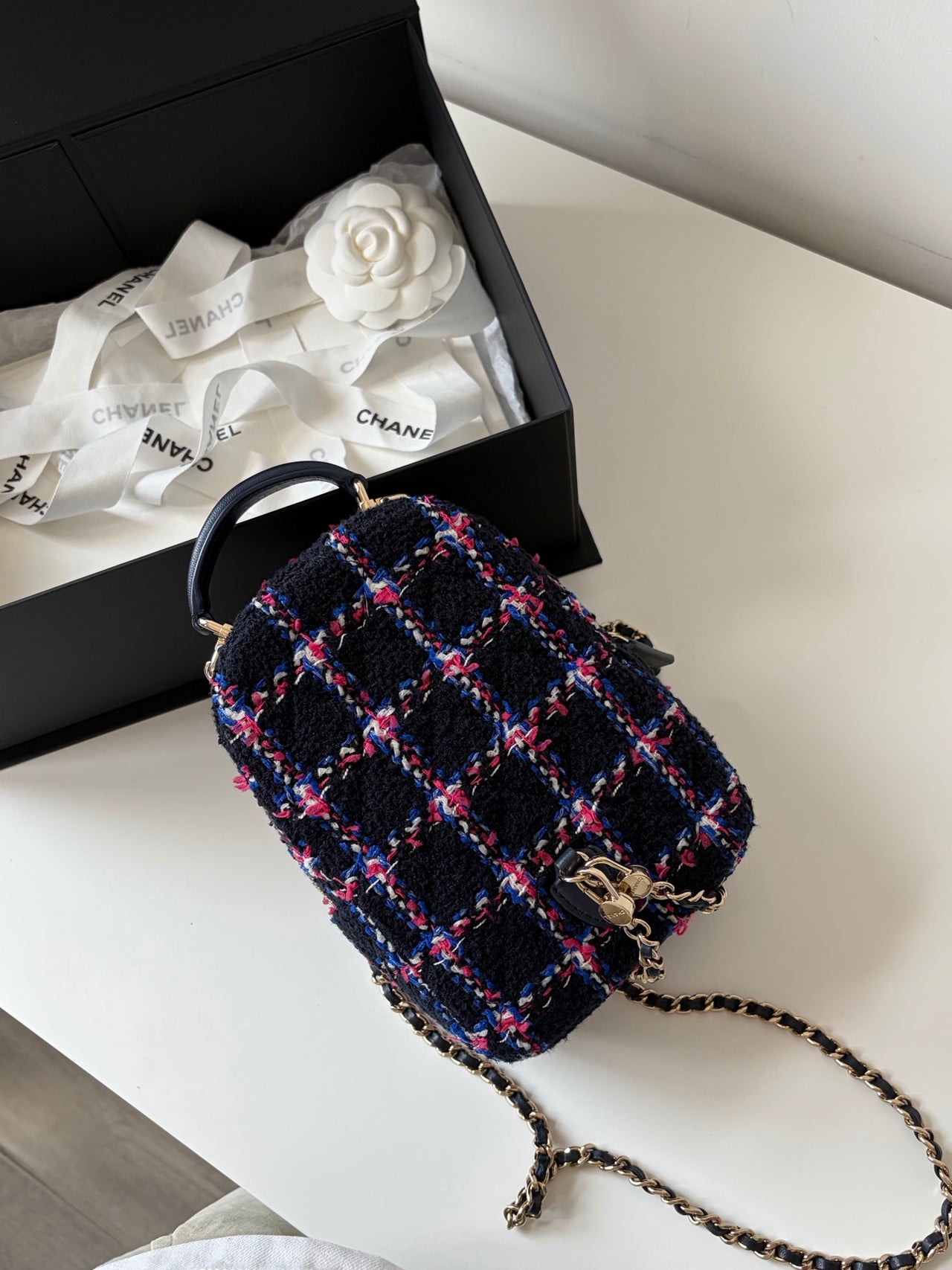 CHANEL 24P Houndstooth Small Backpack – Wool