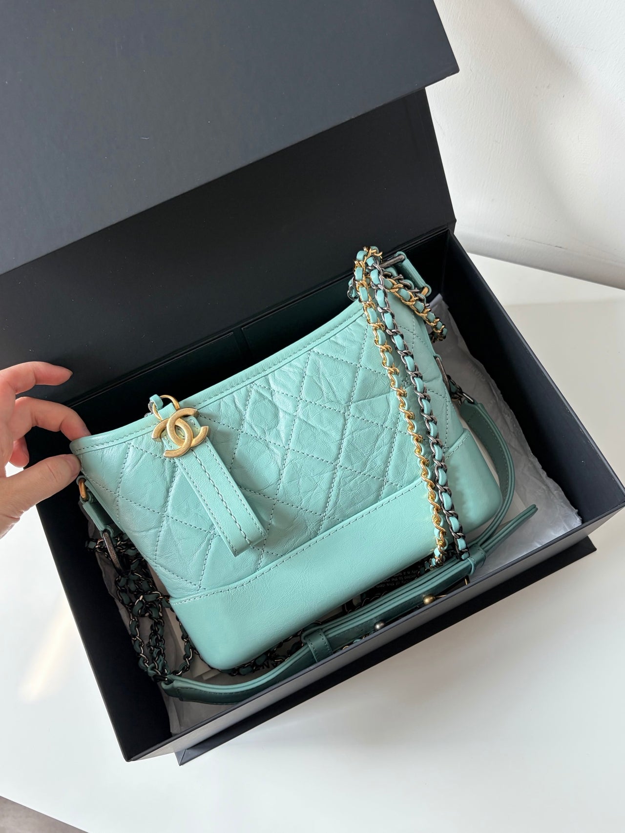 CHANEL Tiffany Blue Small Shoulder Bag – Quilted Leather