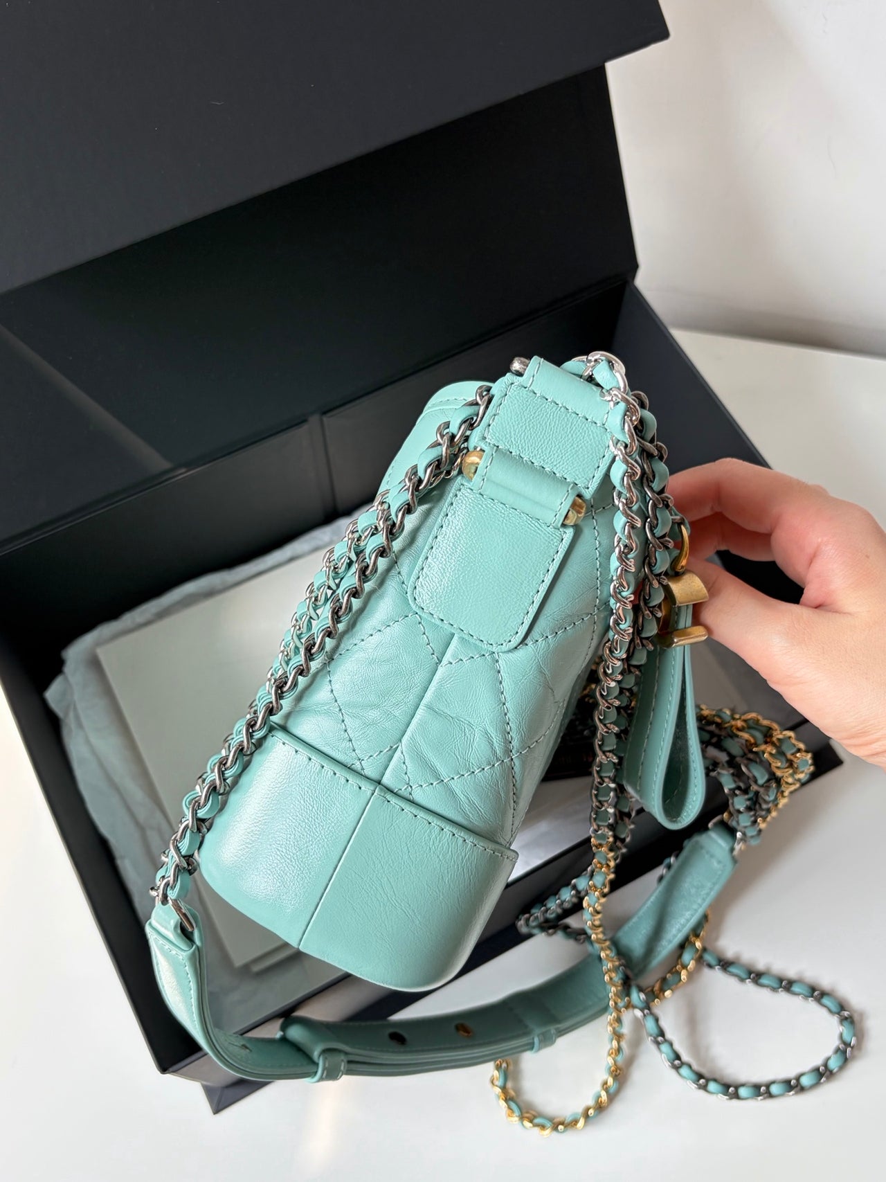 CHANEL Tiffany Blue Small Shoulder Bag – Quilted Leather