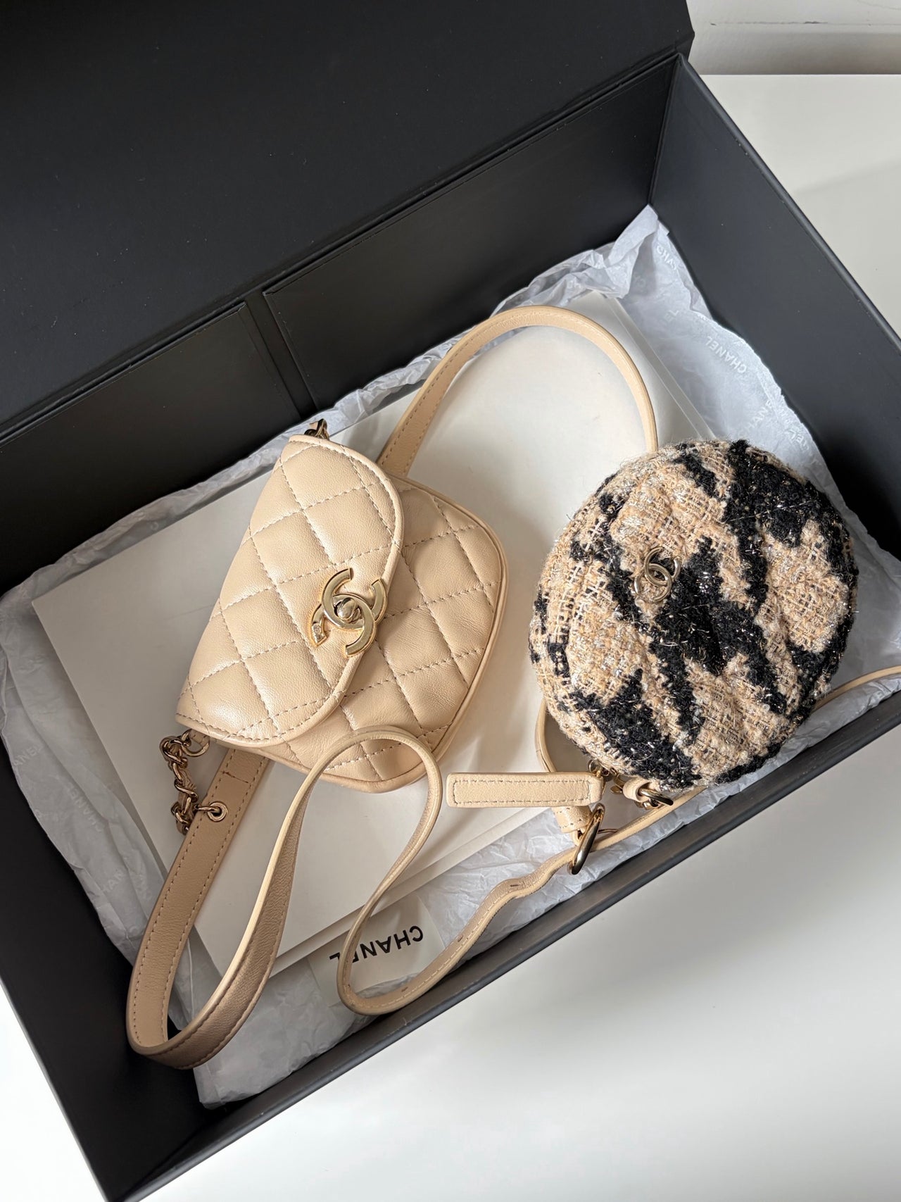 CHANEL Milk Tea Quilted Twin Star Mini Bag – Gold Hardware