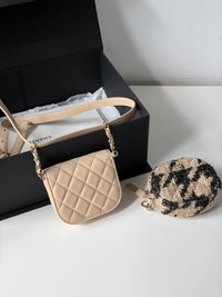 CHANEL Milk Tea Quilted Twin Star Mini Bag – Gold Hardware