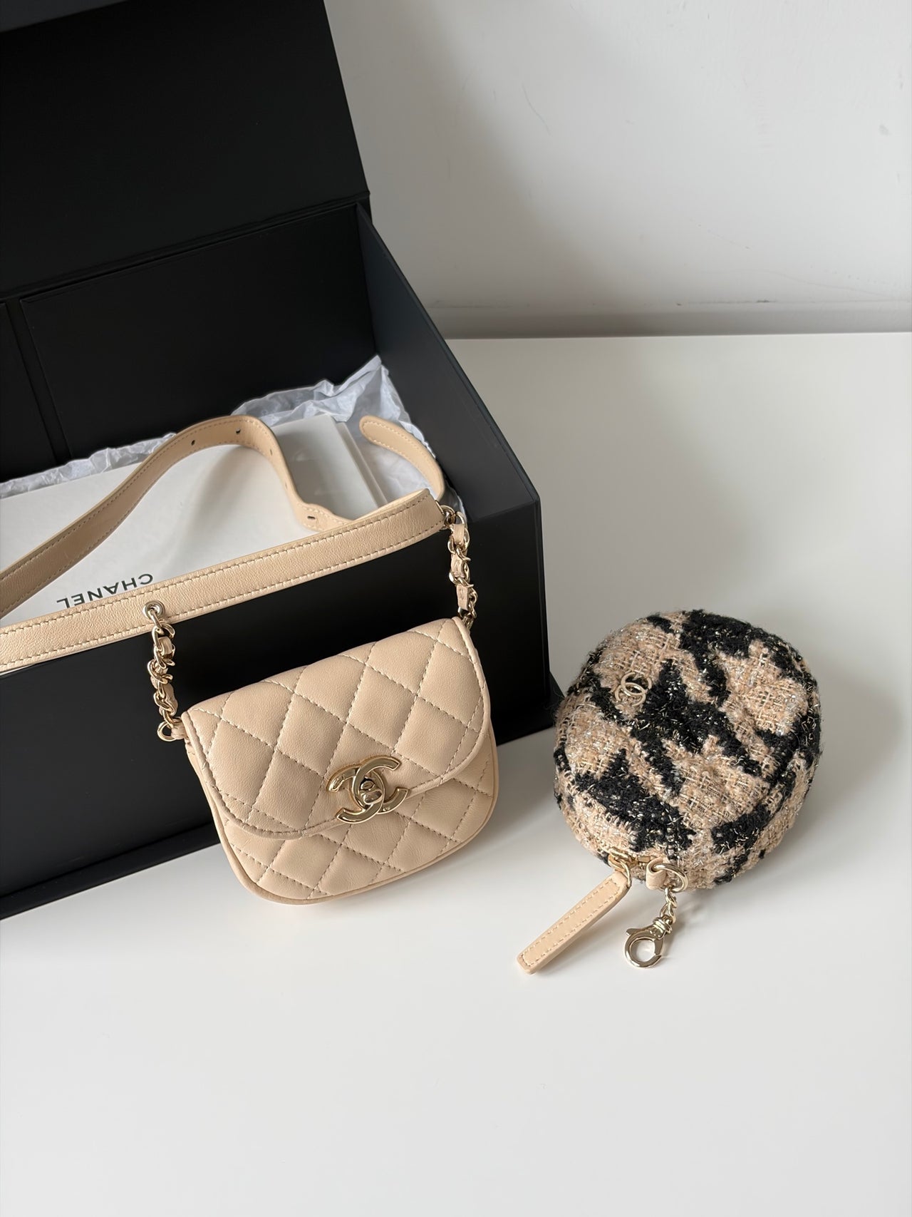 CHANEL Milk Tea Quilted Twin Star Mini Bag – Gold Hardware