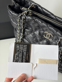 CHANEL Black Silver Puff Cloud Tote 17 – Quilted with Silver Hardware