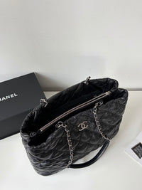 CHANEL Black Silver Puff Cloud Tote 17 – Quilted with Silver Hardware