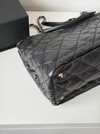 CHANEL Black Silver Puff Cloud Tote 17 – Quilted with Silver Hardware
