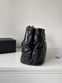 CHANEL Black Silver Puff Cloud Tote 17 – Quilted with Silver Hardware