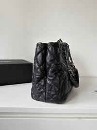 CHANEL Black Silver Puff Cloud Tote 17 – Quilted with Silver Hardware