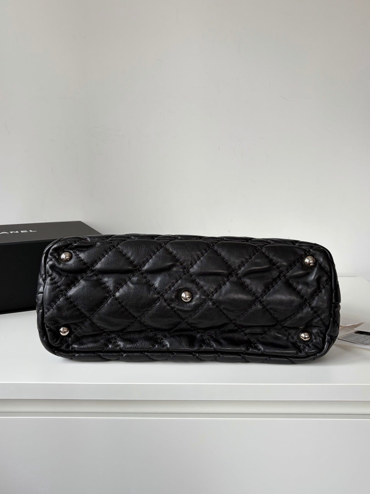 CHANEL Black Silver Puff Cloud Tote 17 – Quilted with Silver Hardware