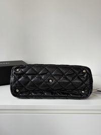 CHANEL Black Silver Puff Cloud Tote 17 – Quilted with Silver Hardware