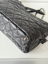 CHANEL Black Silver Puff Cloud Tote 17 – Quilted with Silver Hardware