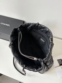 CHANEL Black Silver Puff Cloud Tote 17 – Quilted with Silver Hardware