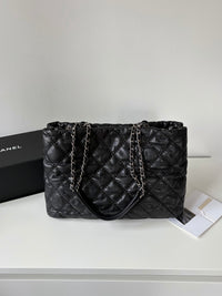 CHANEL Black Silver Puff Cloud Tote 17 – Quilted with Silver Hardware