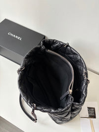 CHANEL Black Silver Puff Cloud Tote 17 – Quilted with Silver Hardware