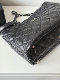 CHANEL Black Silver Puff Cloud Tote 17 – Quilted with Silver Hardware