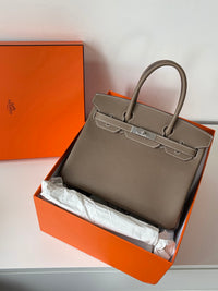 HERMÈS Birkin 30 – Elephant Gray Epsom Leather with Silver Hardware