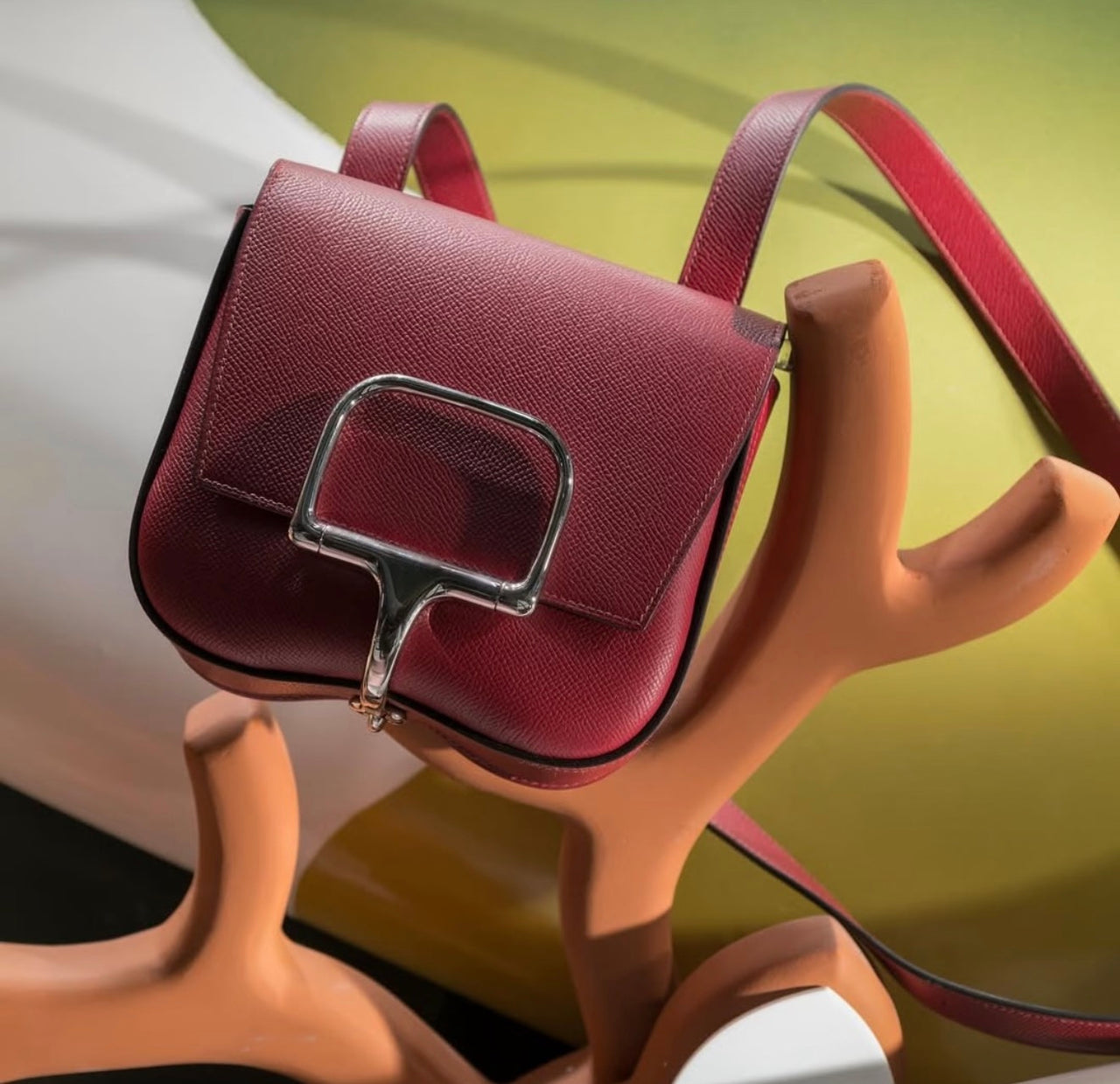 HERMÈS 55 Rouge H Della Cavalleria 18 – Red Epsom Leather with Silver Hardware
