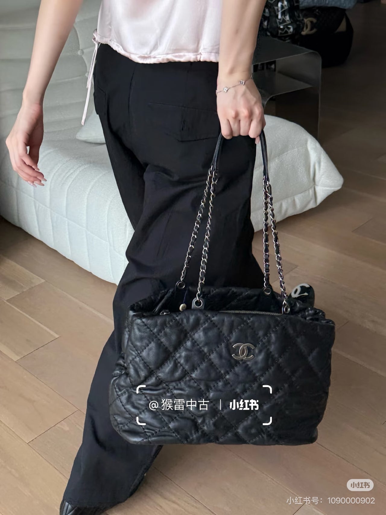 CHANEL Black Silver Puff Cloud Tote 17 – Quilted with Silver Hardware