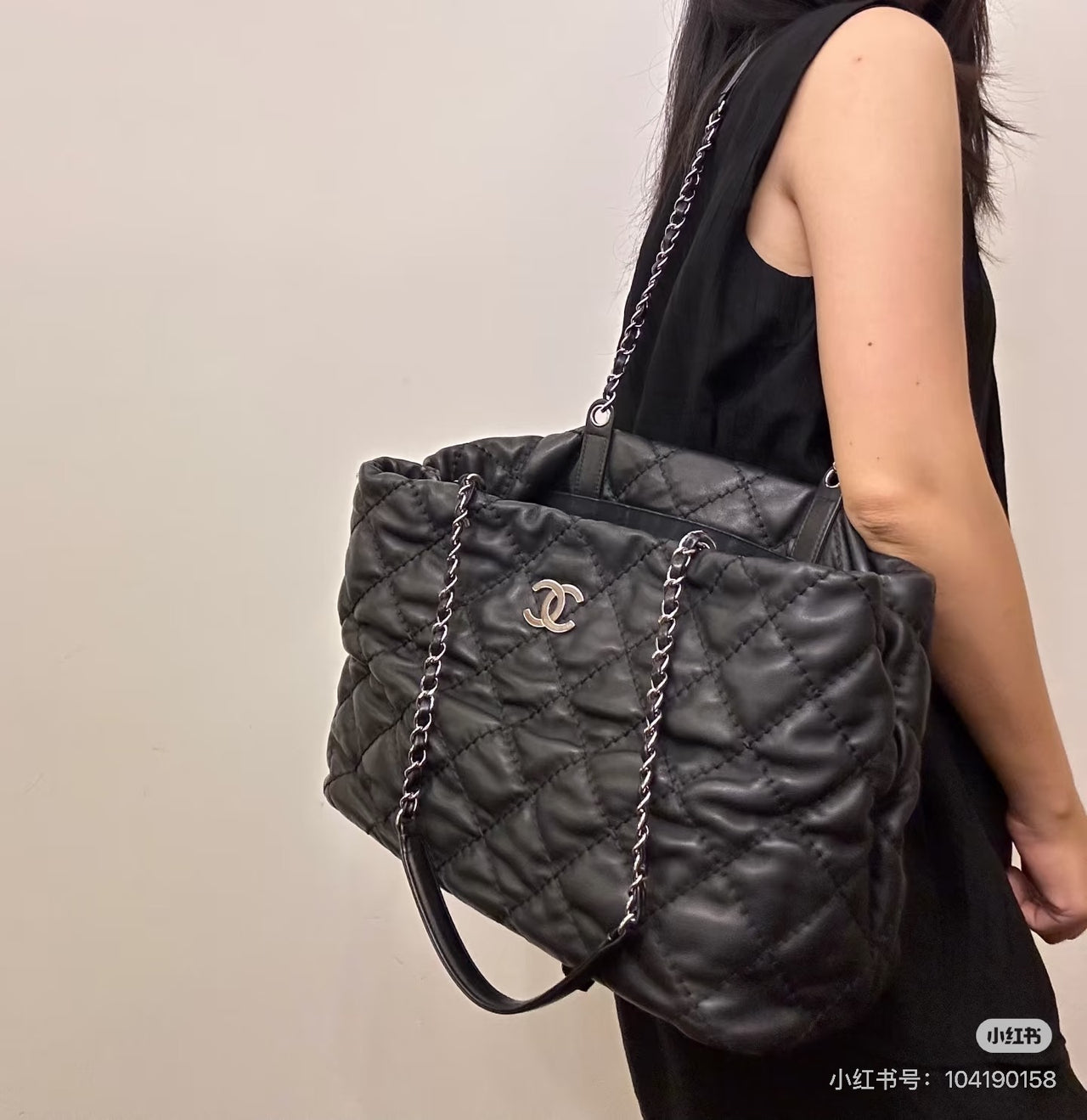 CHANEL Black Silver Puff Cloud Tote 17 – Quilted with Silver Hardware
